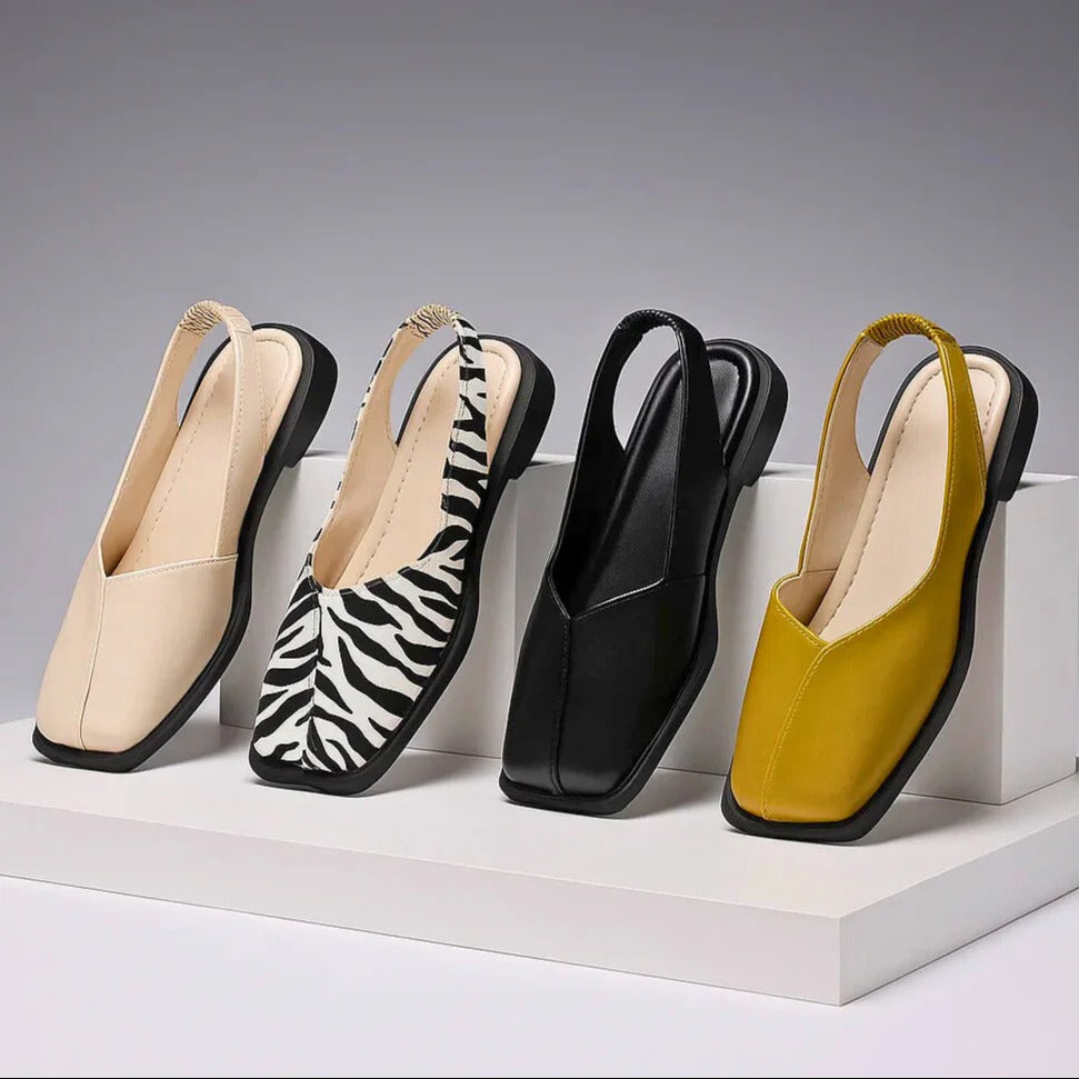 Elise - Women’s Square Toe Slingback Flats
