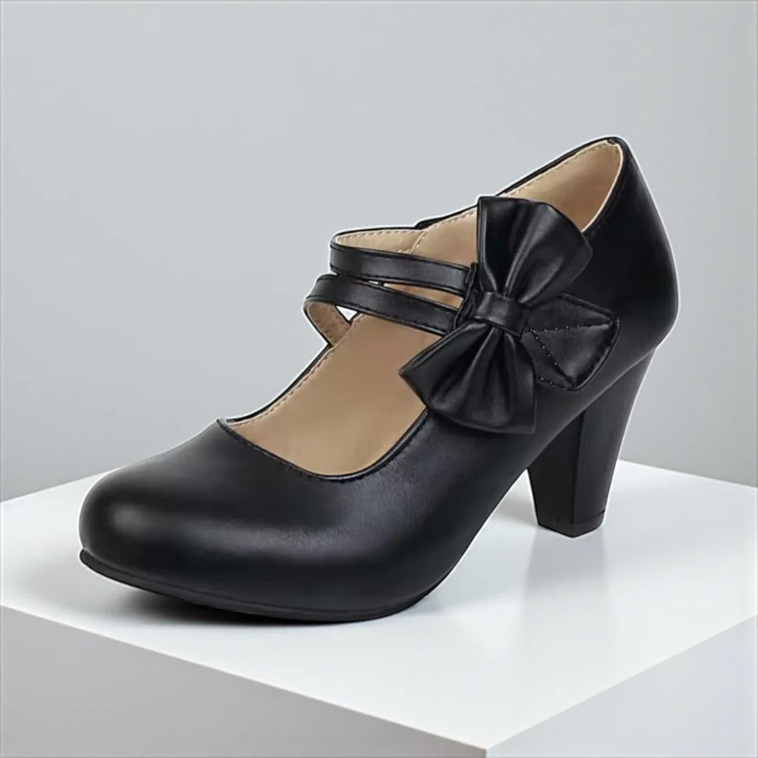 Anna - Vegan Leather Bow Heels