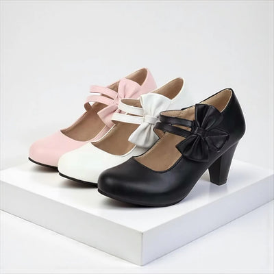 Anna - Vegan Leather Bow Heels