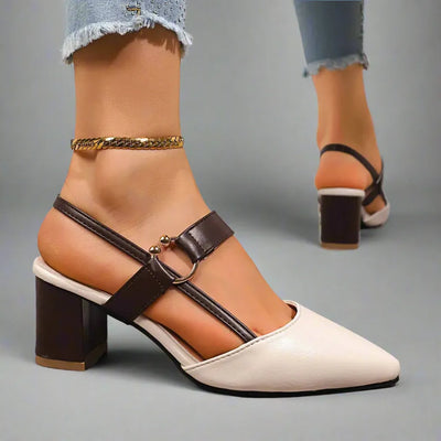 Emma - Leather Slingback Block Heels