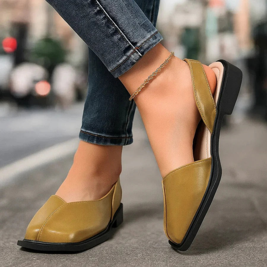 Elise - Women’s Square Toe Slingback Flats