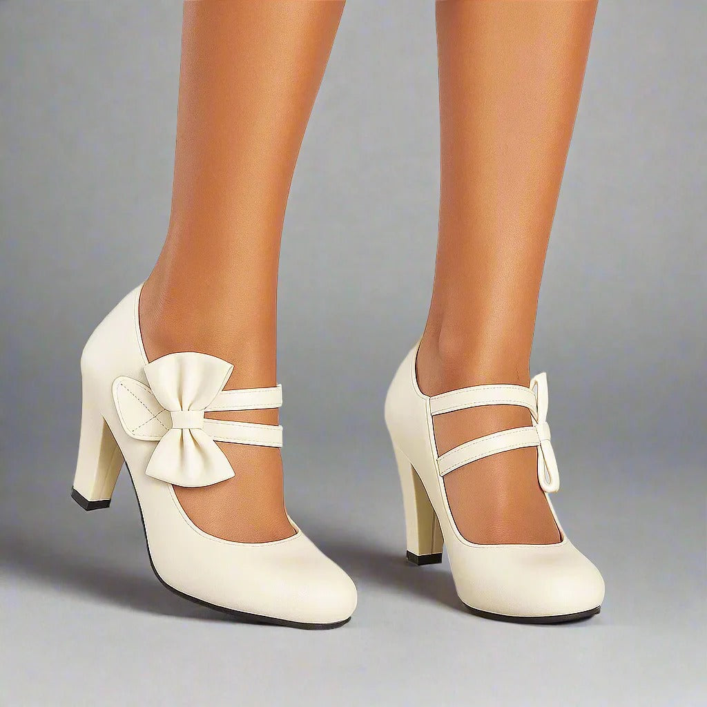 Anna - Vegan Leather Bow Heels