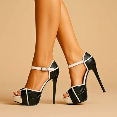 Elena - Abstract Leather High Heels