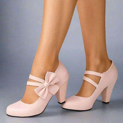 Anna - Vegan Leather Bow Heels