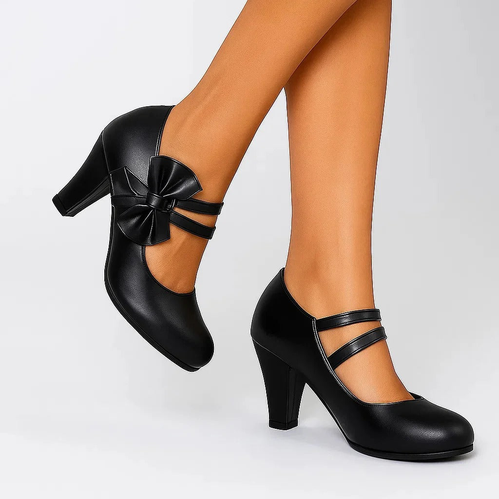 Anna - Vegan Leather Bow Heels